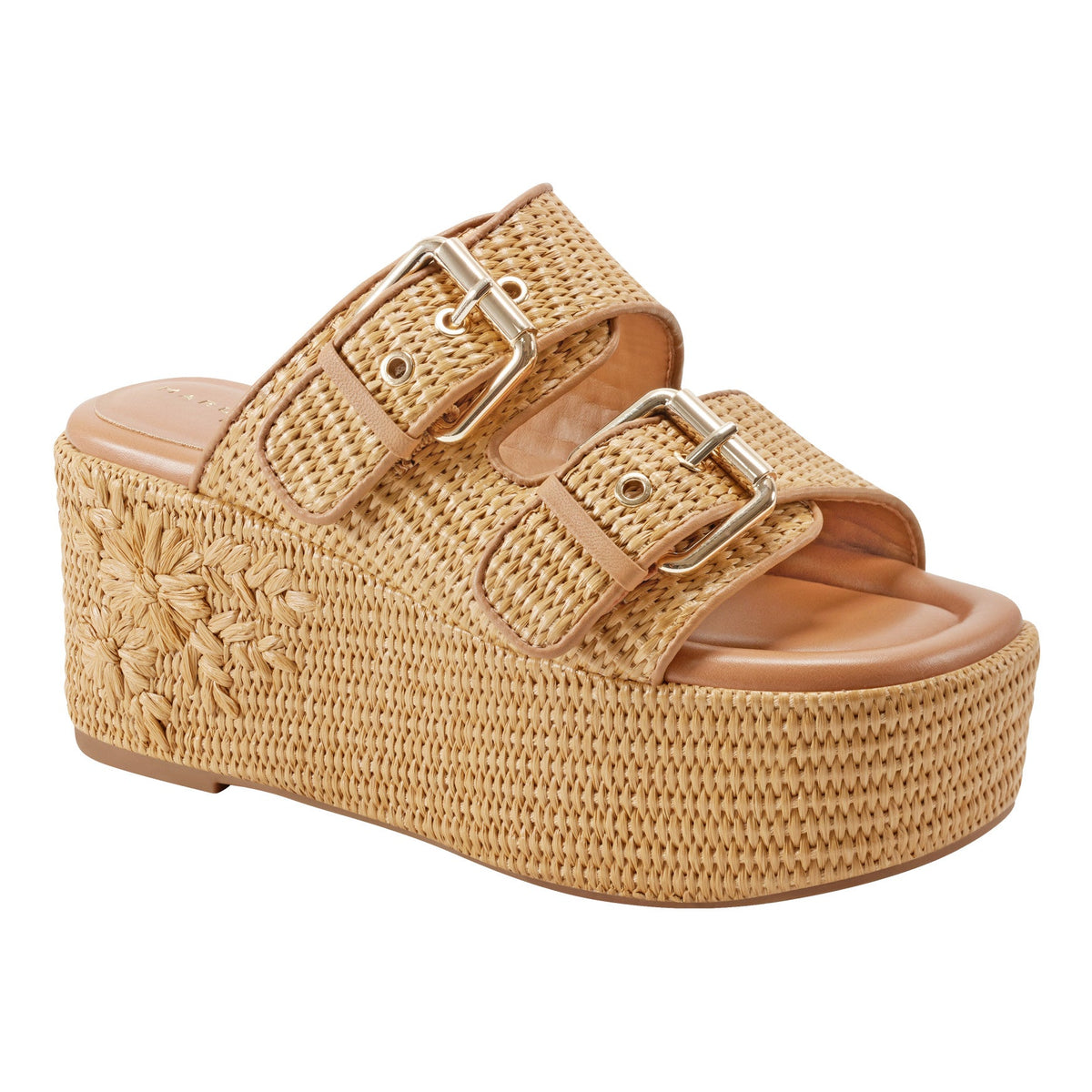 Poppy Platform Slide Sandal - Natural Raffia | Marc Fisher
