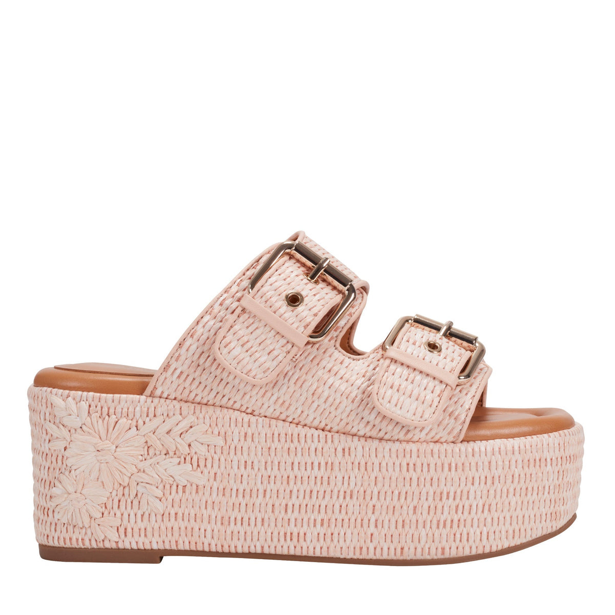 Poppy Platform Slide Sandal - Light Pink Raffia | Marc Fisher
