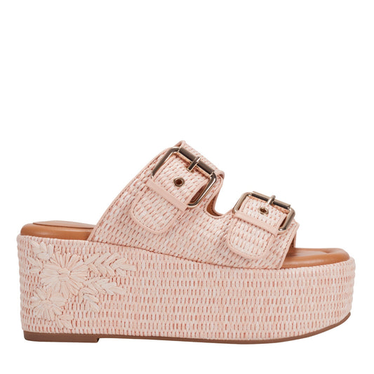 Poppy Platform Slide Sandal - Light Pink Raffia | Marc Fisher