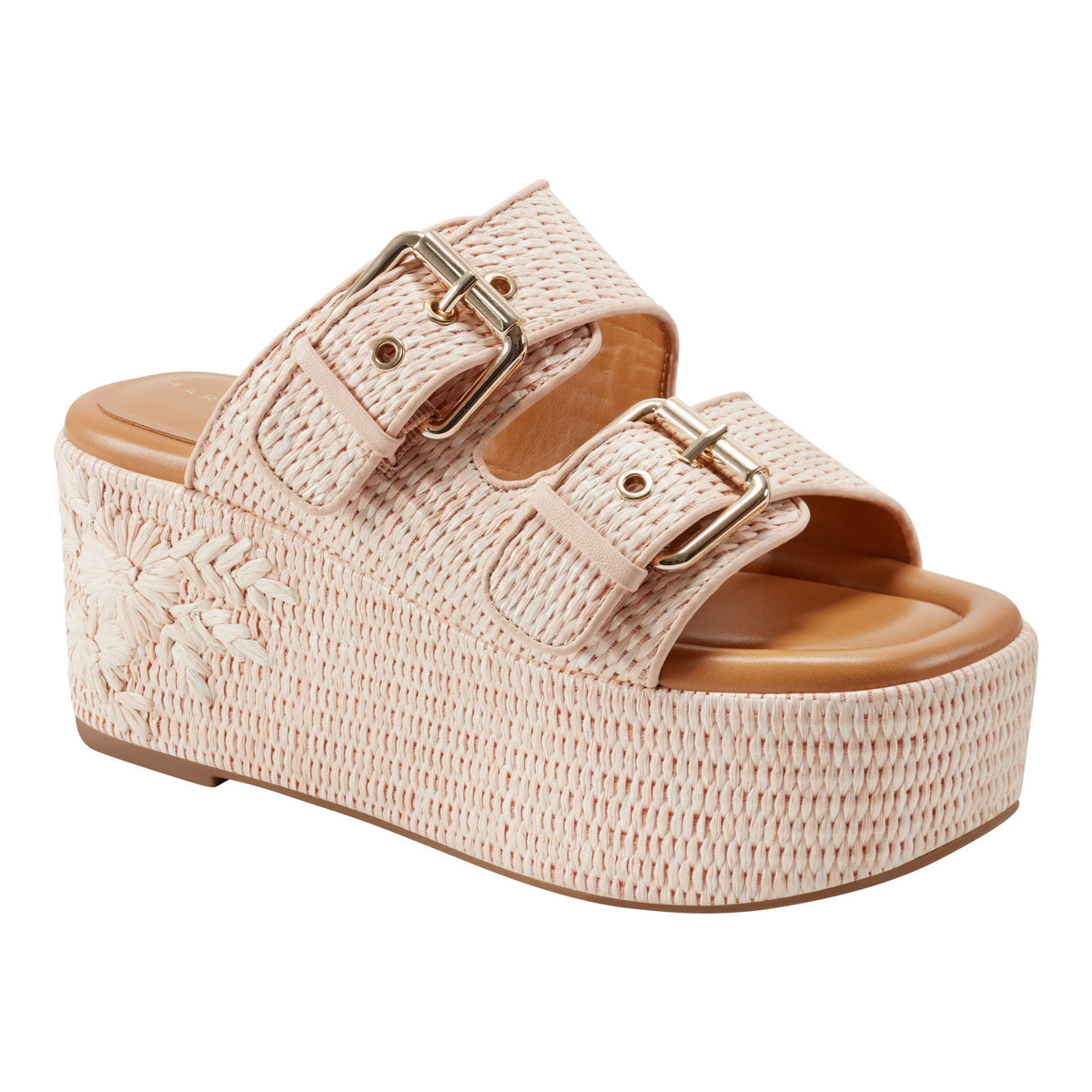 Poppy Platform Slide Sandal - Light Pink Raffia | Marc Fisher