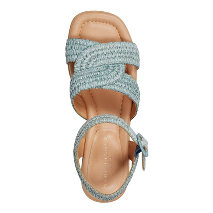 Payley Platform Wedge Sandal - Light Blue Raffia | Marc Fisher