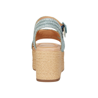 Payley Platform Wedge Sandal - Light Blue Raffia | Marc Fisher