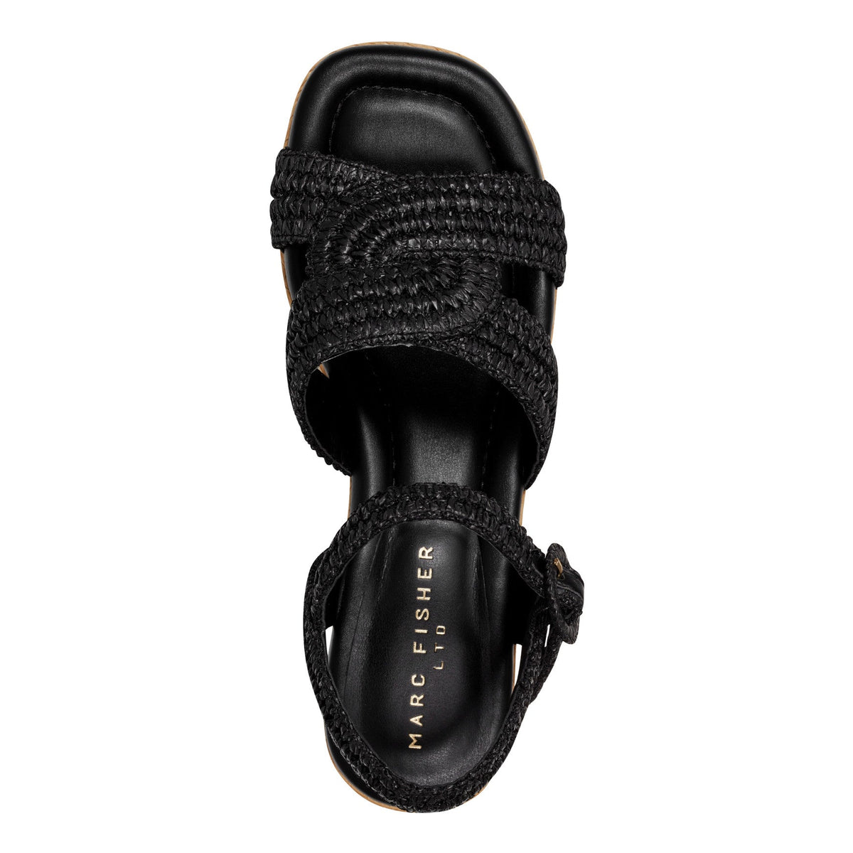 Payley Platform Wedge Sandal - Black Raffia | Marc Fisher