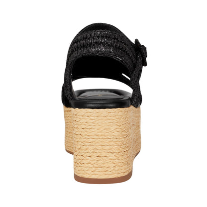 Payley Platform Wedge Sandal - Black Raffia | Marc Fisher
