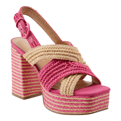 Caddy Platform Sandal - Natural/Pink Raffia | Marc Fisher