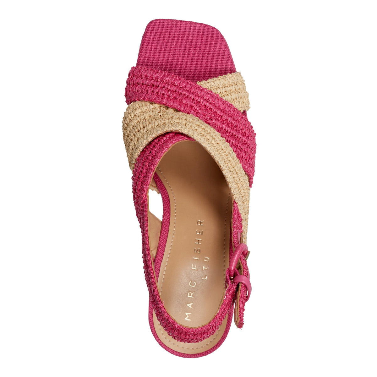 Caddy Platform Sandal - Natural/Pink Raffia | Marc Fisher