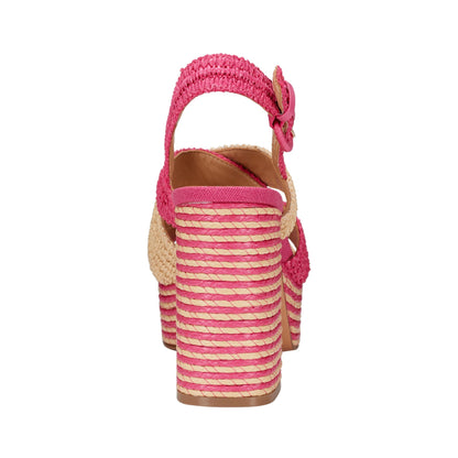 Caddy Platform Sandal - Natural/Pink Raffia | Marc Fisher
