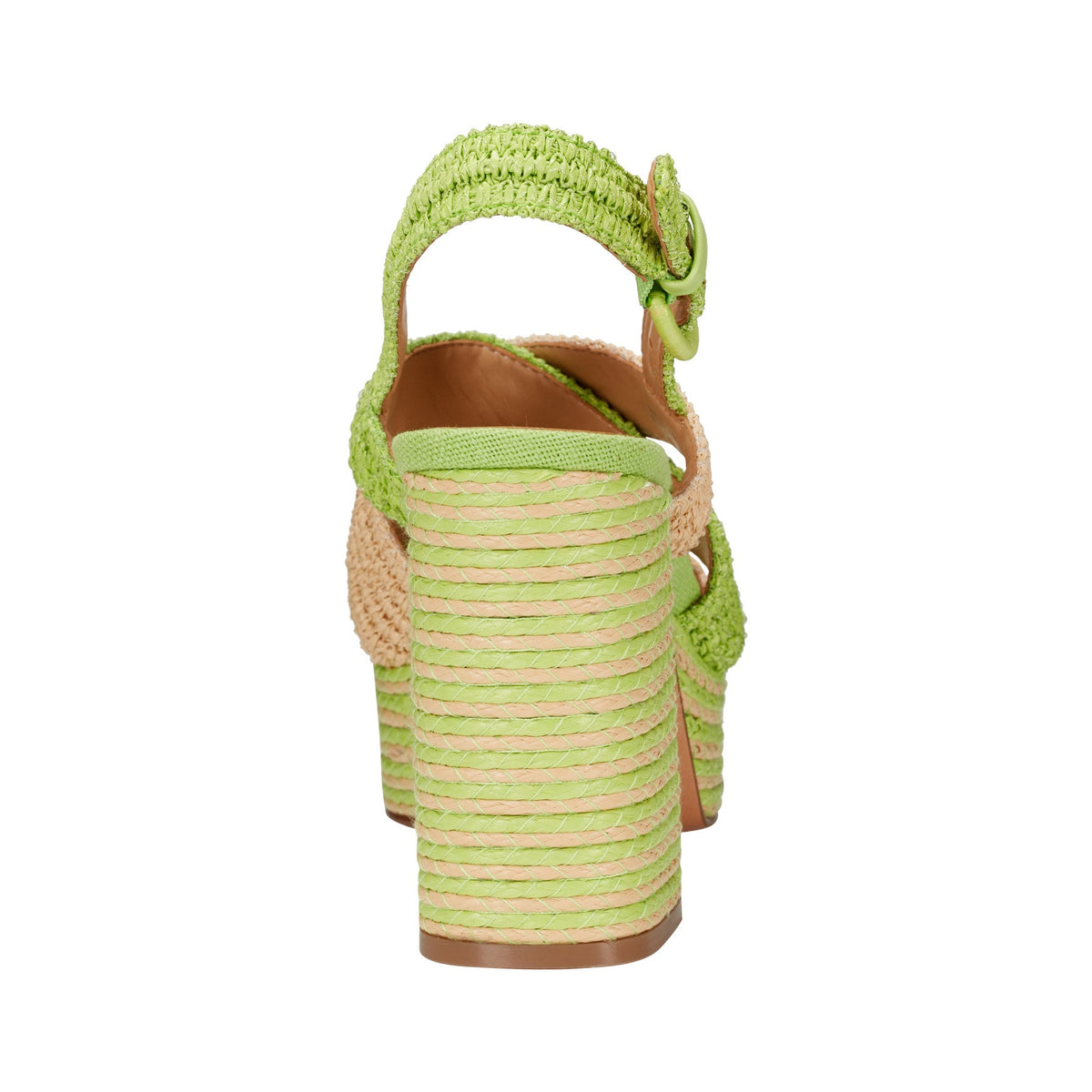 Caddy Platform Sandal - Natural/Green Raffia | Marc Fisher