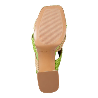 Caddy Platform Sandal - Natural/Green Raffia | Marc Fisher