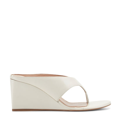 Udena Wedge Thong Sandal - White Leather | Marc Fisher
