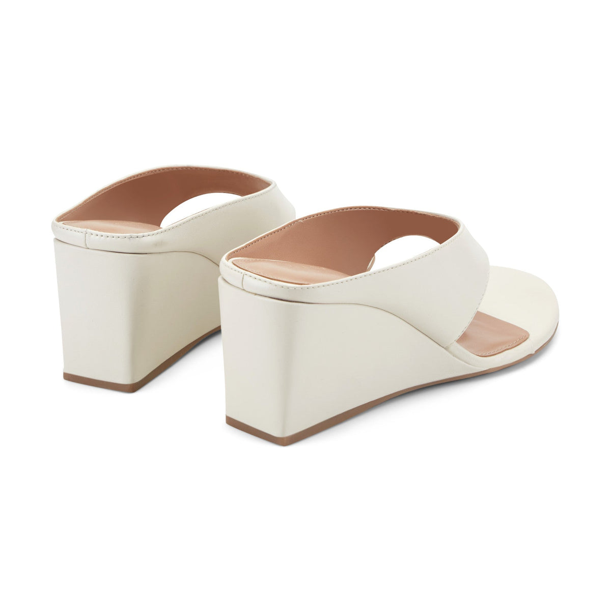 Udena Wedge Thong Sandal - White Leather | Marc Fisher