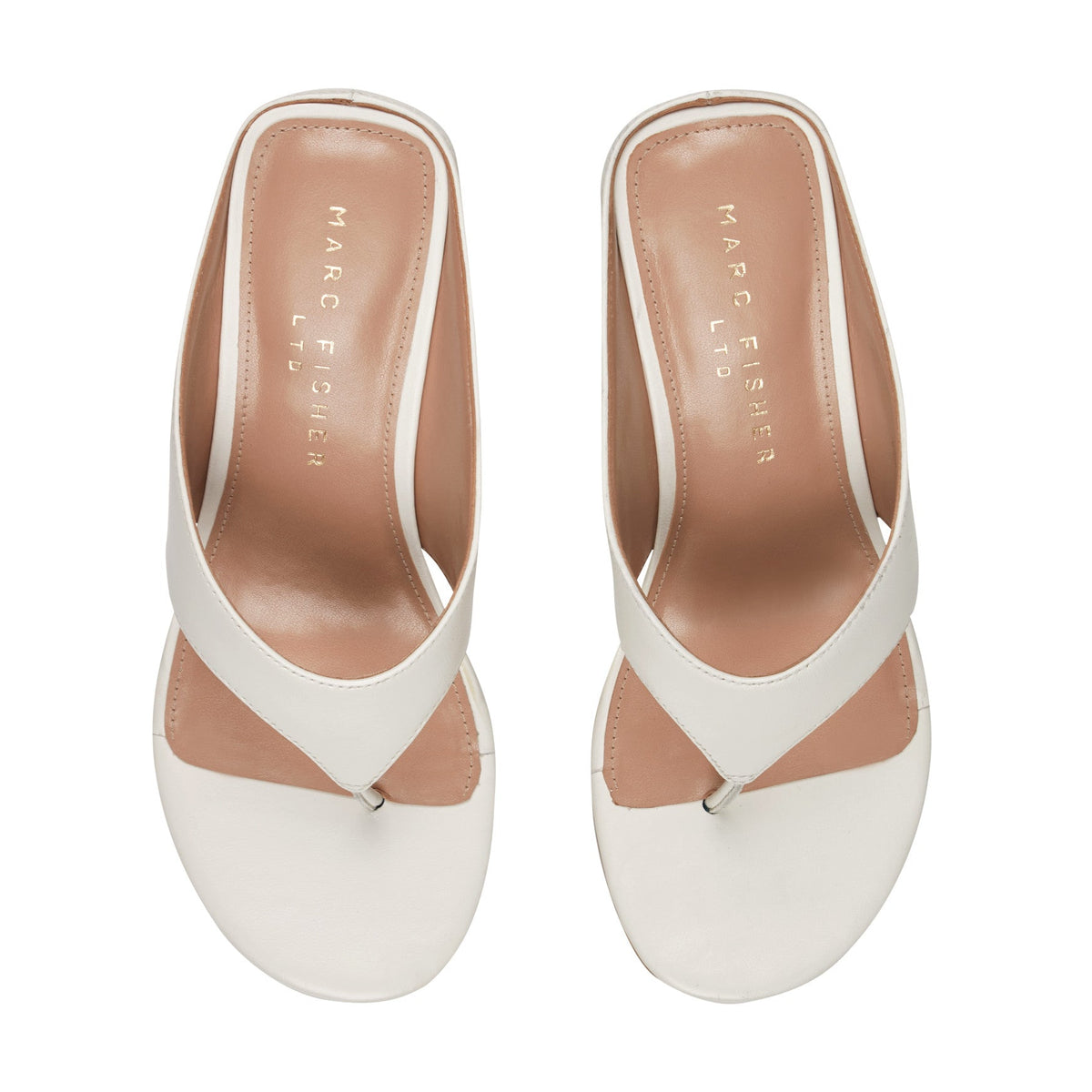 Udena Wedge Thong Sandal - White Leather | Marc Fisher