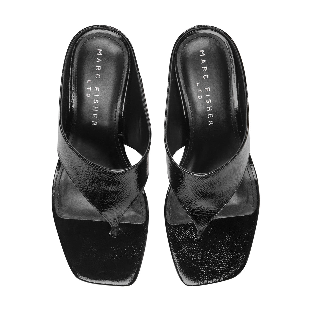 Adia Leather Thong Sandal - Black Leather | Marc Fisher