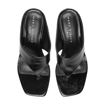 Adia Leather Thong Sandal - Black Leather | Marc Fisher