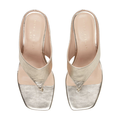 Adia Leather Thong Sandal - Platino Leather | Marc Fisher