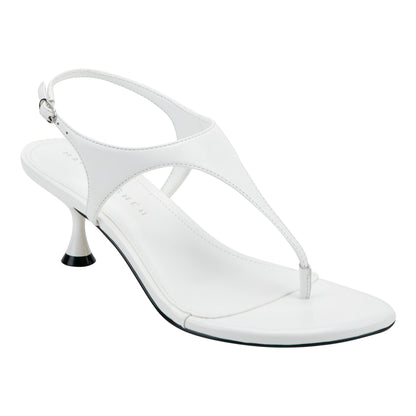Pelysa Leather Heeled Thong Sandal - White Patent Leather | Marc Fisher