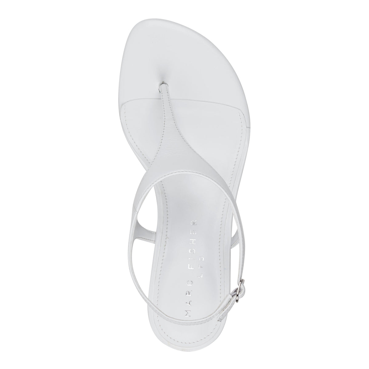 Pelysa Leather Heeled Thong Sandal - White Patent Leather | Marc Fisher