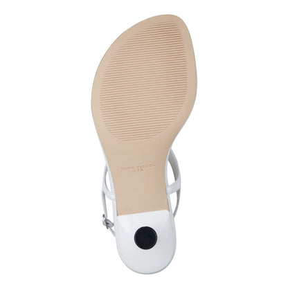 Pelysa Leather Heeled Thong Sandal - White Patent Leather | Marc Fisher