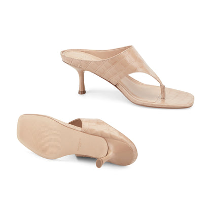 Adia Leather Thong Sandal - Embossed Natural Leather Croco | Marc Fisher