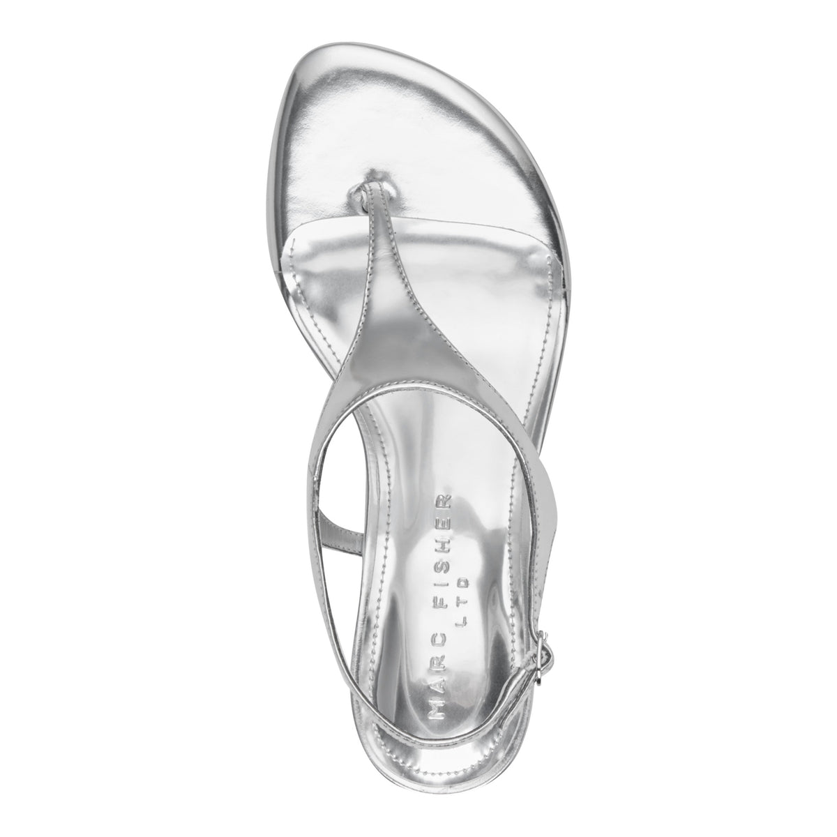 Pelysa Leather Heeled Thong Sandal - Silver Leather | Marc Fisher
