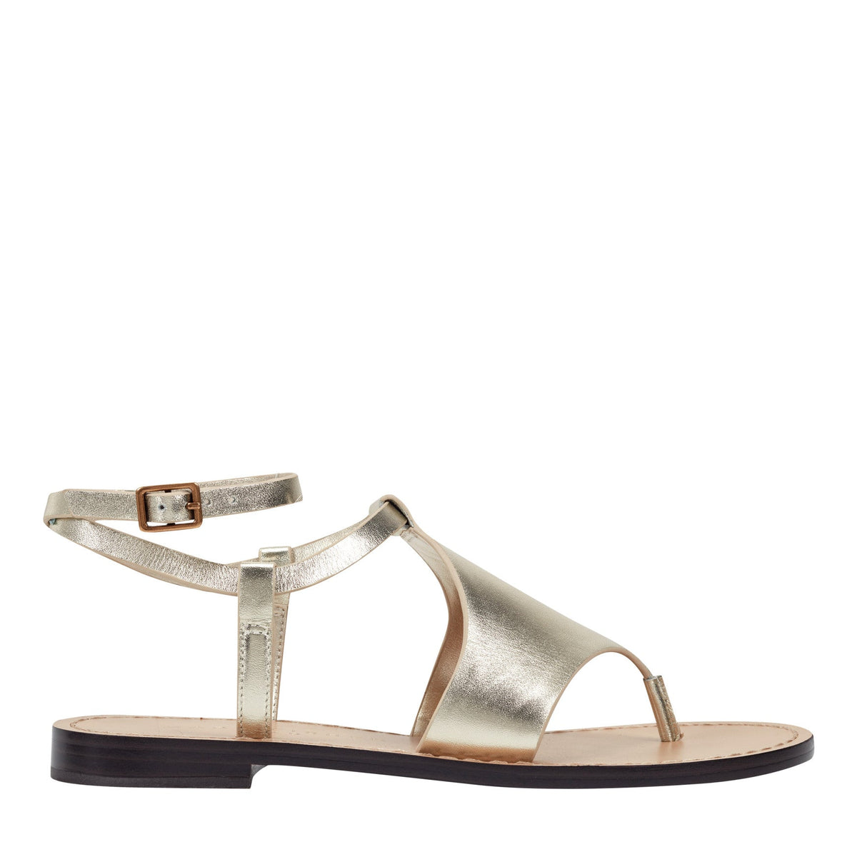 Lille Thong Flat Leather Sandal - Platino Leather | Marc Fisher
