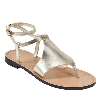 Lille Thong Flat Leather Sandal - Platino Leather | Marc Fisher