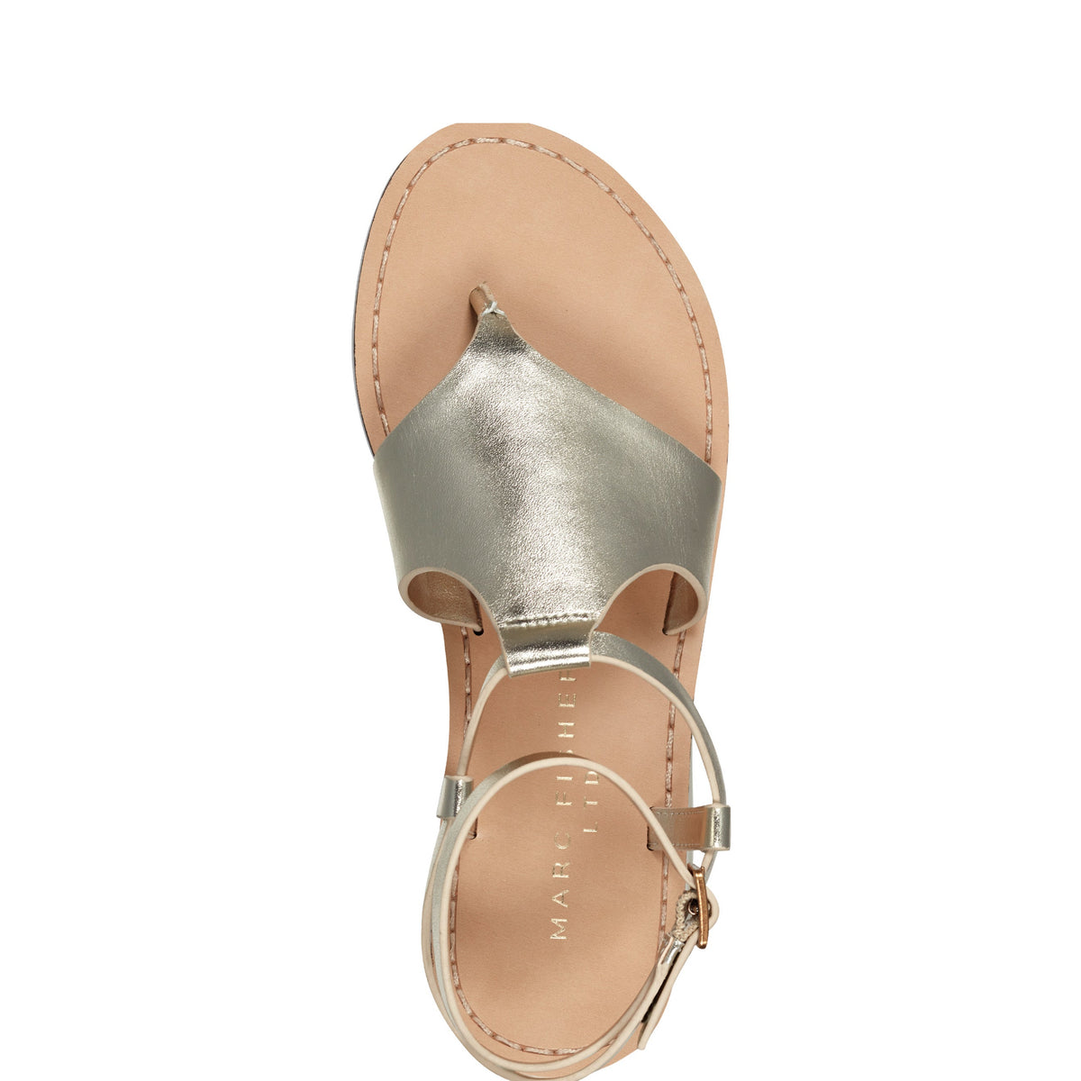 Lille Thong Flat Leather Sandal - Platino Leather | Marc Fisher