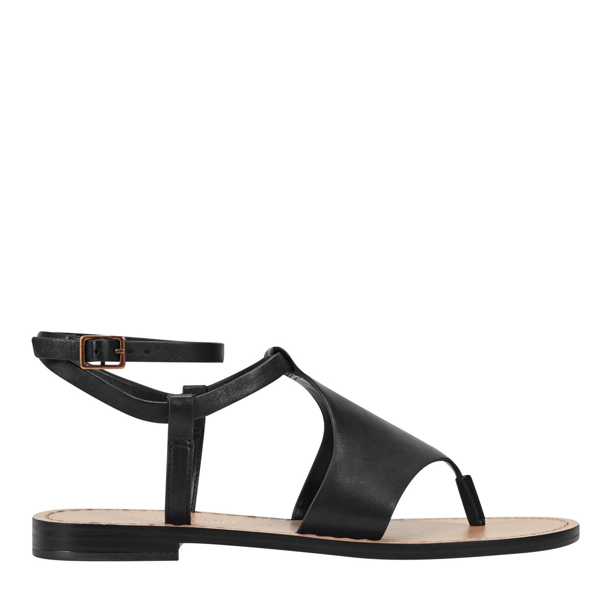 Lille Thong Flat Leather Sandal - Black Leather | Marc Fisher