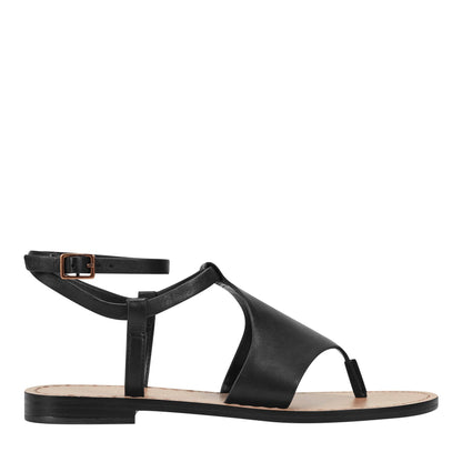 Lille Thong Flat Leather Sandal - Black Leather | Marc Fisher