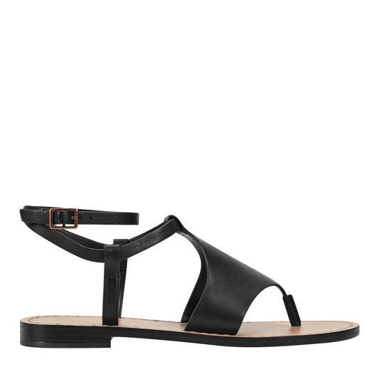 Lille Thong Flat Leather Sandal - Black Leather | Marc Fisher