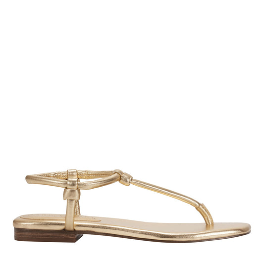 Maycee Thong Flat Leather Sandal - Gold Leather | Marc Fisher