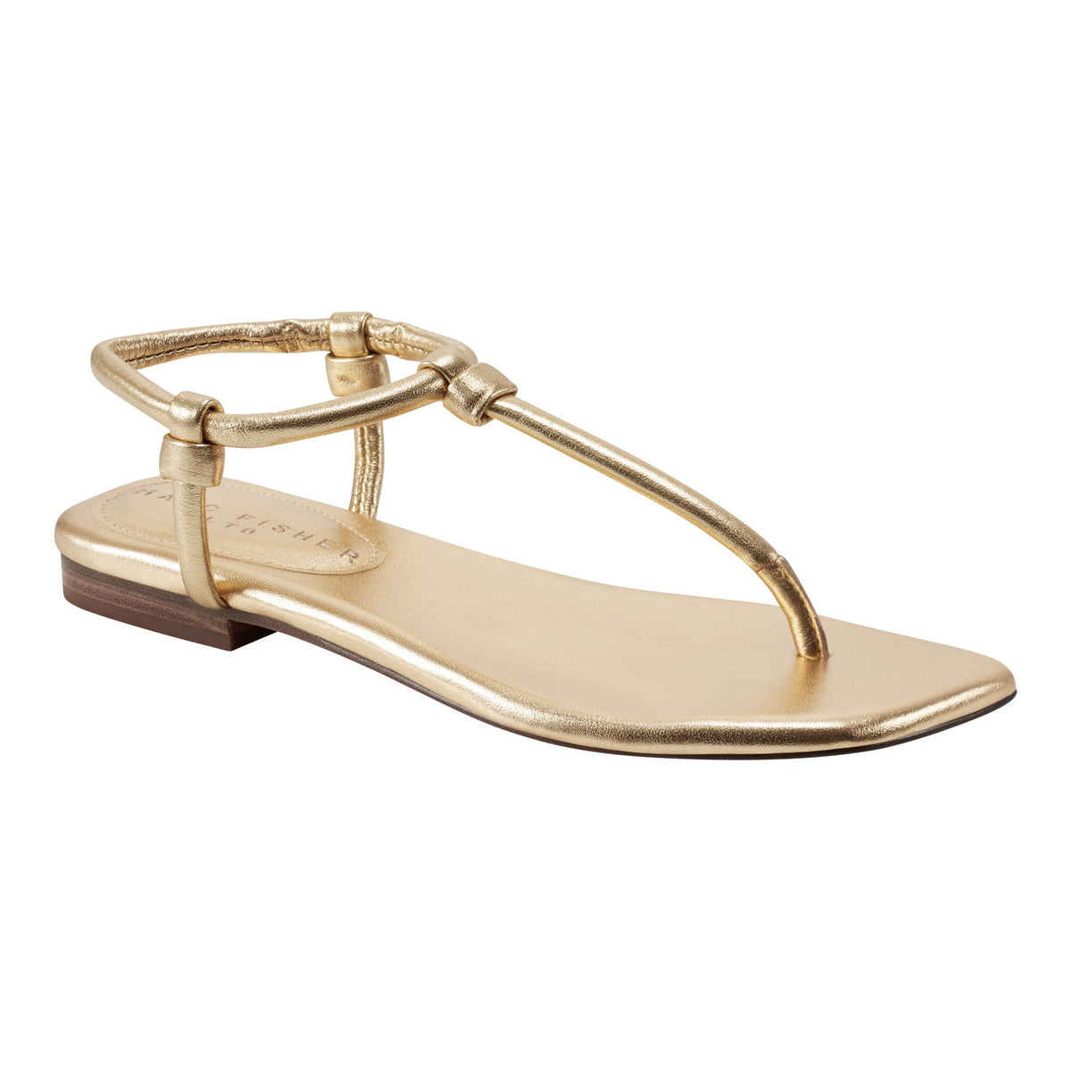 Maycee Thong Flat Leather Sandal - Gold Leather | Marc Fisher