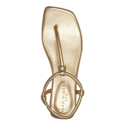 Maycee Thong Flat Leather Sandal - Gold Leather | Marc Fisher