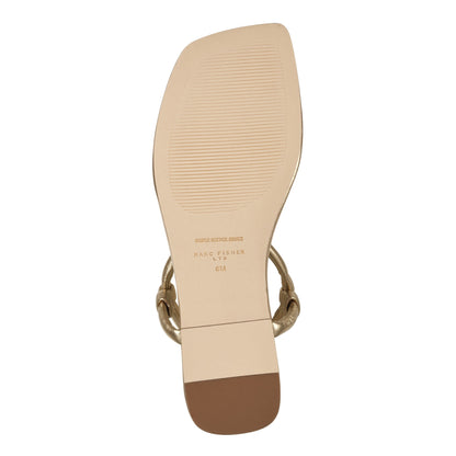 Maycee Thong Flat Leather Sandal - Gold Leather | Marc Fisher