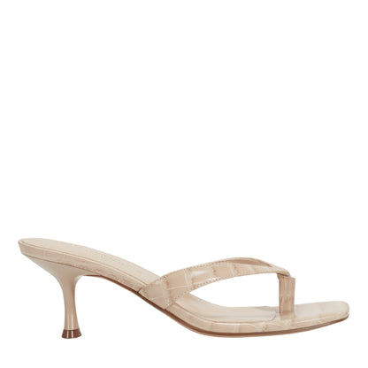 Amelea Leather Thong Sandal - Embossed Natural Croco Leather | Marc Fisher