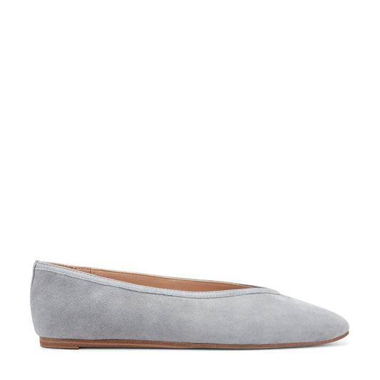 Gradi Leather Ballet Flat - Light Grey Suede | Marc Fisher