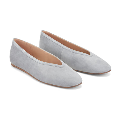 Gradi Leather Ballet Flat - Light Grey Suede | Marc Fisher