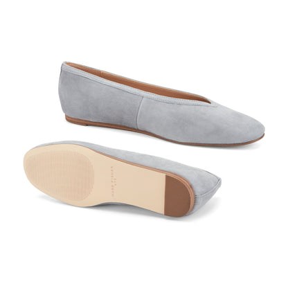 Gradi Leather Ballet Flat - Light Grey Suede | Marc Fisher