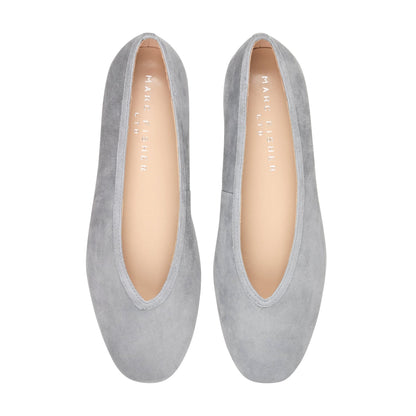 Gradi Leather Ballet Flat - Light Grey Suede | Marc Fisher