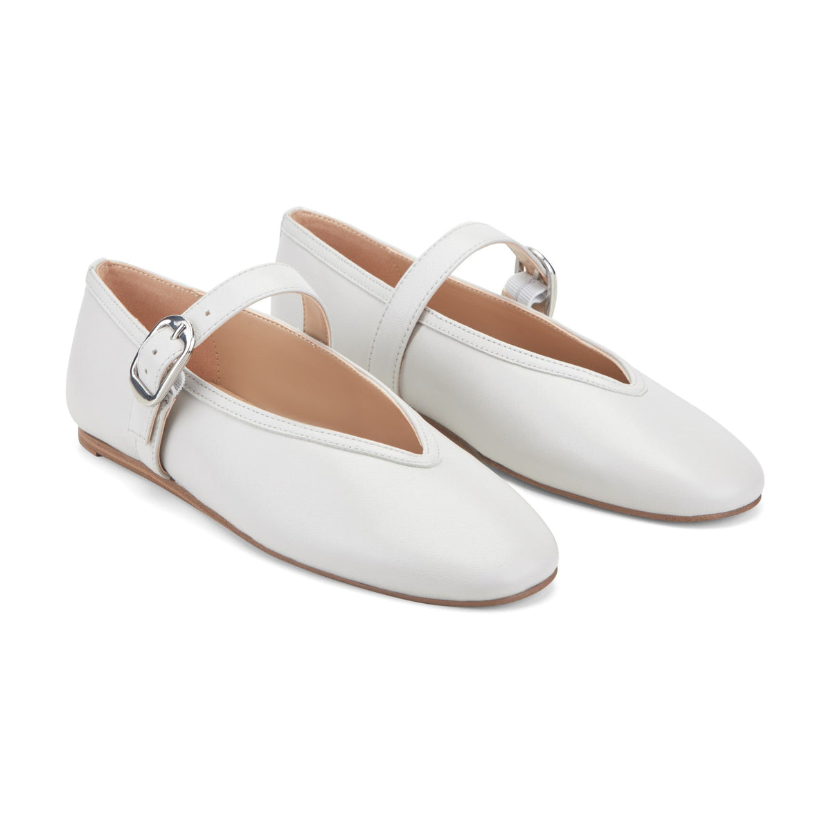 Godea Mary Jane Ballet Flat - White Leather | Marc Fisher