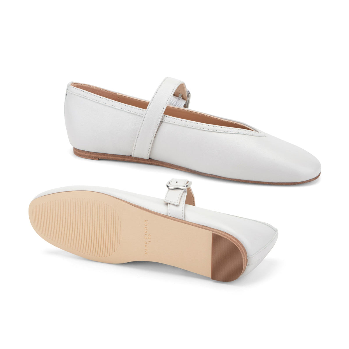Godea Mary Jane Ballet Flat - White Leather | Marc Fisher