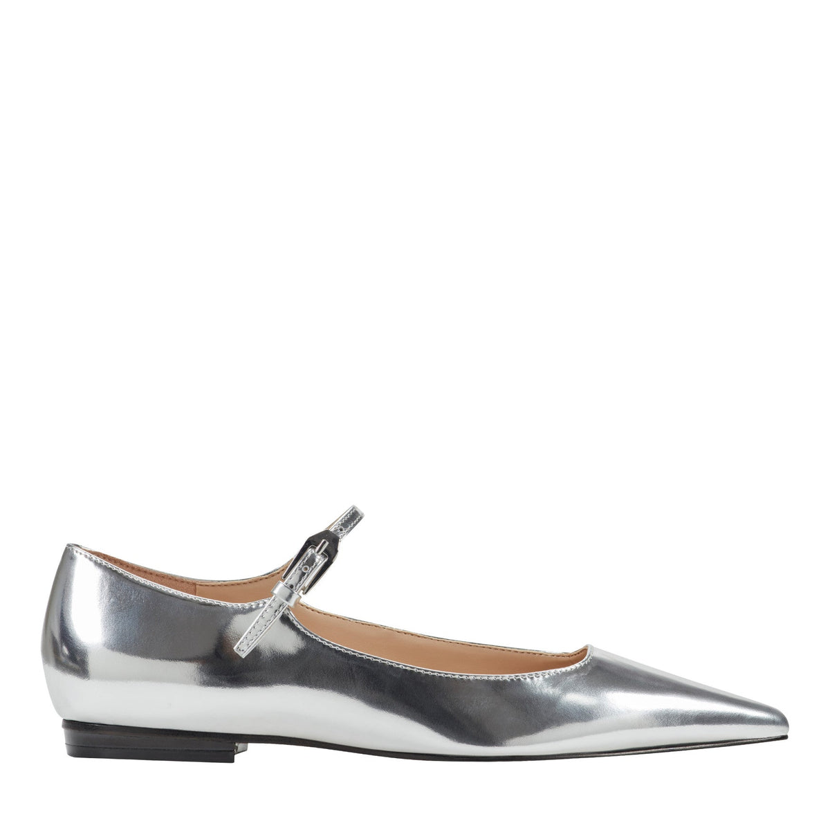 Trella Leather Mary Jane Flat - Silver Metallic | Marc Fisher
