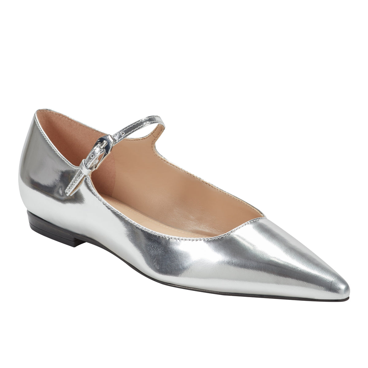 Trella Leather Mary Jane Flat - Silver Metallic | Marc Fisher
