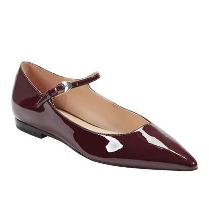 Trella Leather Mary Jane Flat - Dark Red Patent Leather | Marc Fisher