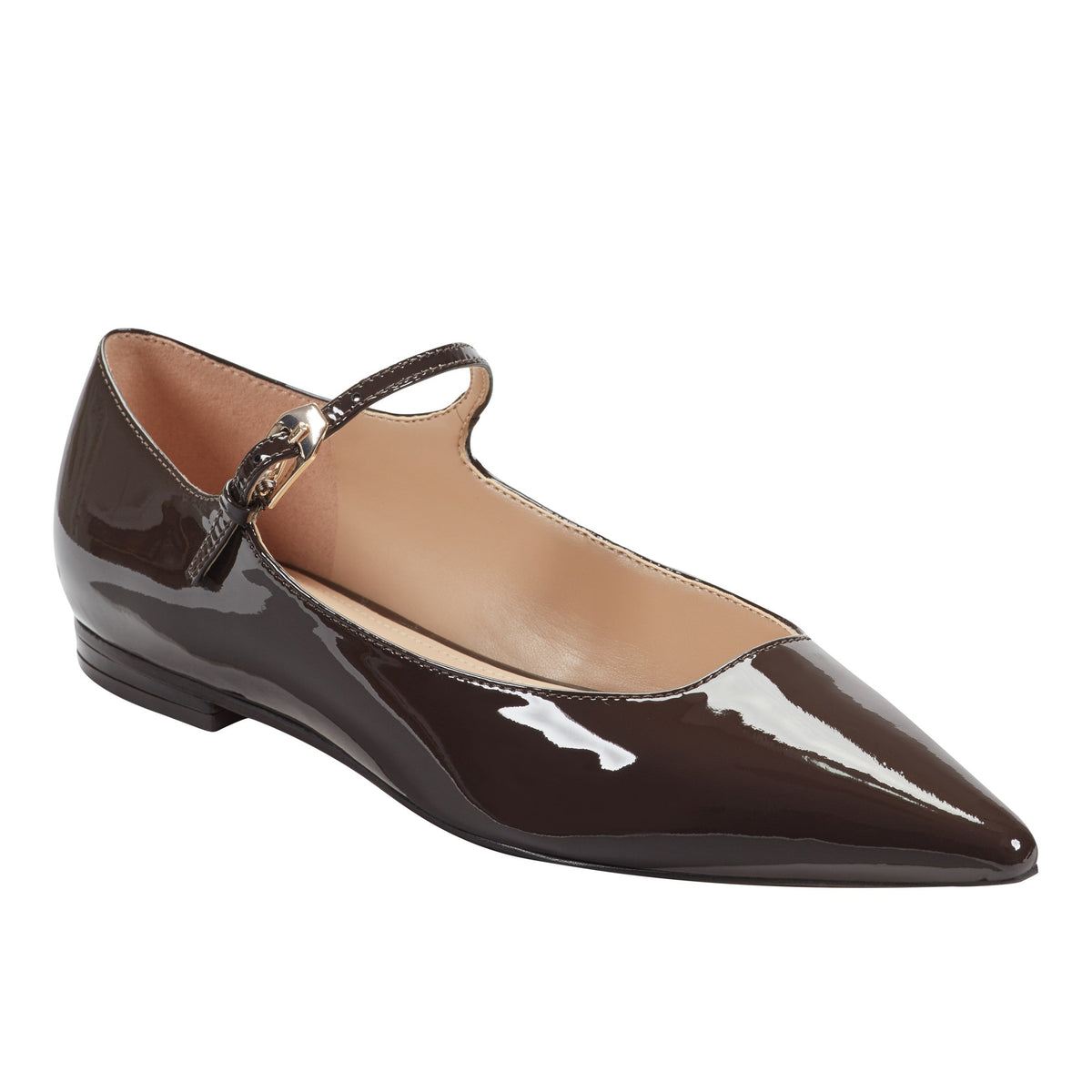 Trella Leather Mary Jane Flat - Brown Patent Leather | Marc Fisher