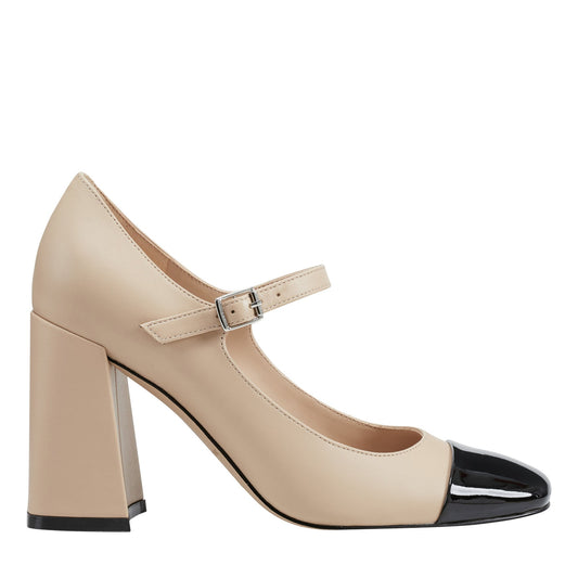 Charine Cap Toe Mary Jane - Natural/Black | Marc Fisher