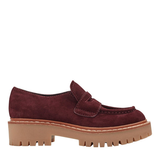 Norton Lug Sole Leather Loafer - Dark Red Leather | Marc Fisher