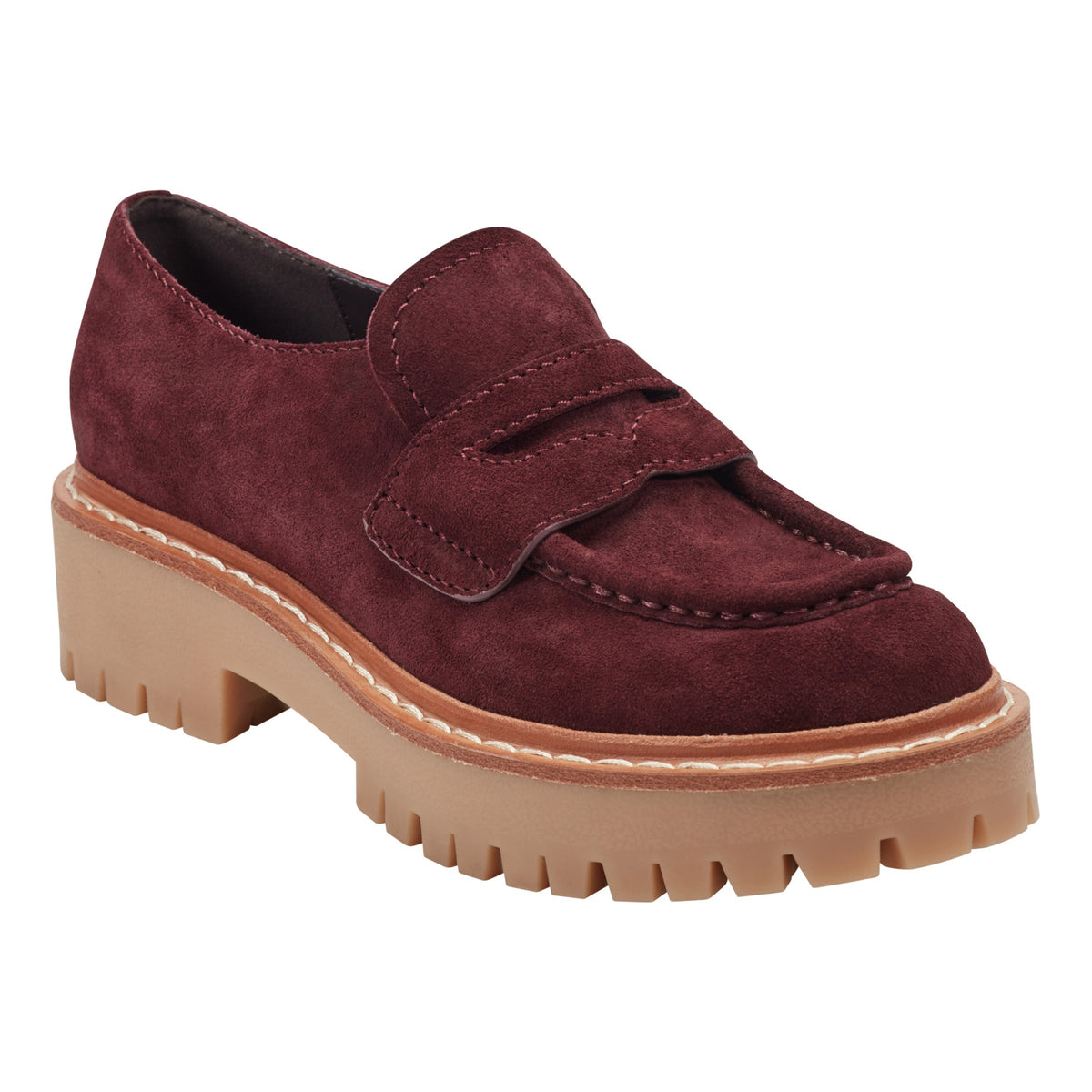 Norton Lug Sole Leather Loafer - Dark Red Leather | Marc Fisher