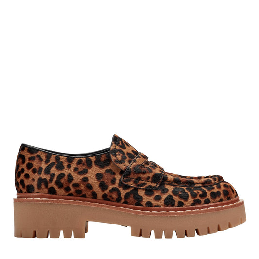 Norton Lug Sole Leather Loafer - Leopard Print Pony Hair | Marc Fisher