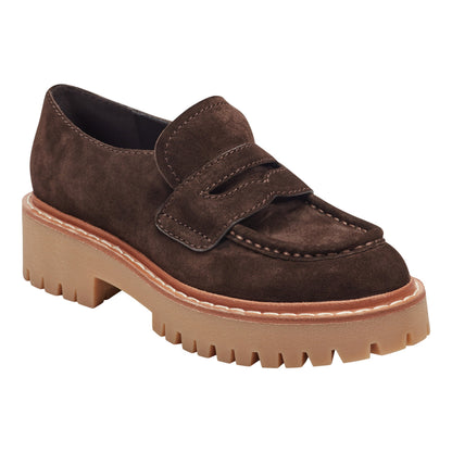 Norton Lug Sole Leather Loafer - Dark Brown Suede | Marc Fisher
